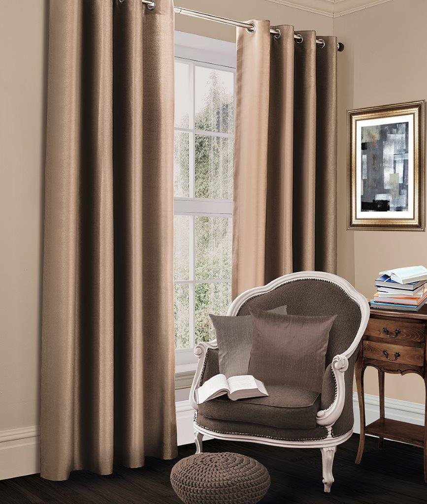 Gaveno Cavailia Luxury Thermal Fully Lined Pair of Eyelet BLACK OUT CURTAINS Latte 66x72 In โ image 1