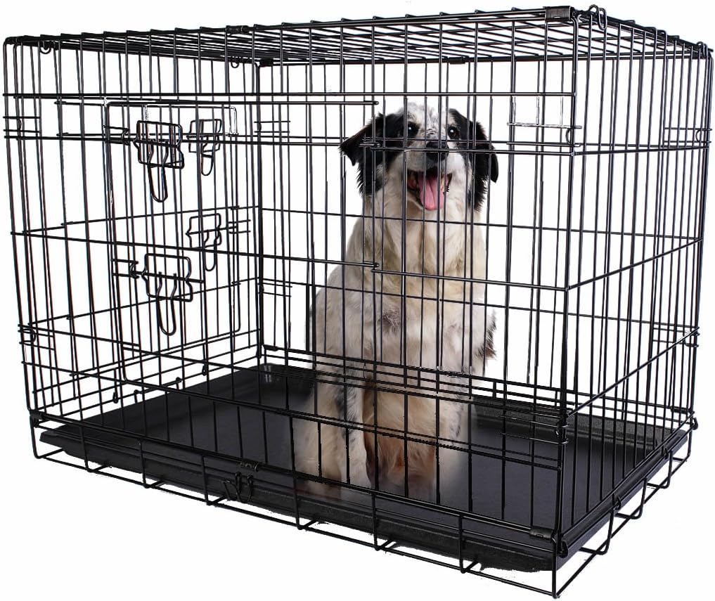 Goplus 24''/30"/36"/42" Wire Folding Pet Crate Dog Cat Cage Suitcase Exercise Playpen