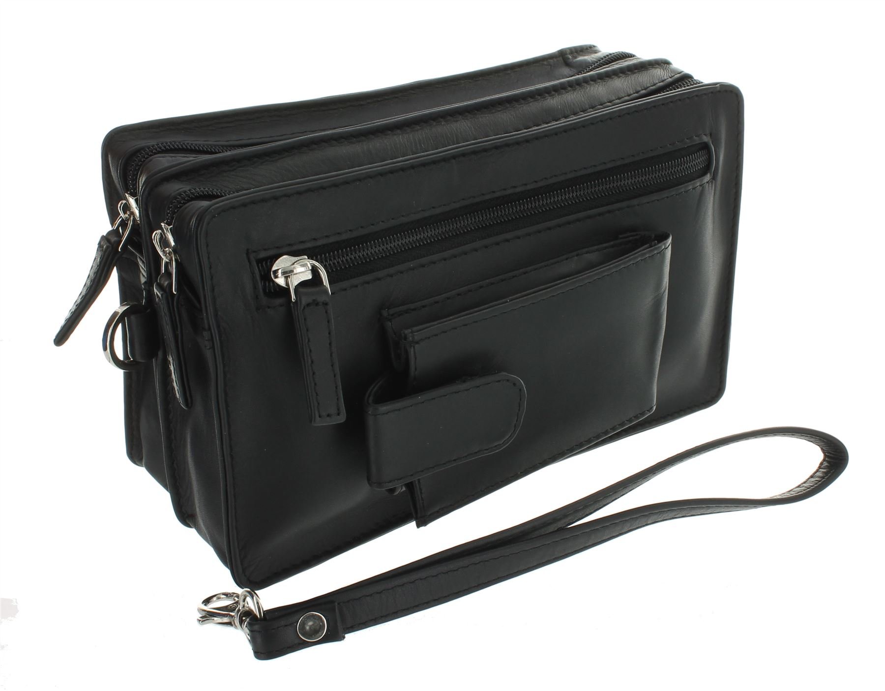 VISCONTI Soft Leather Wrist Bag With Detachable Strap 18233 Black