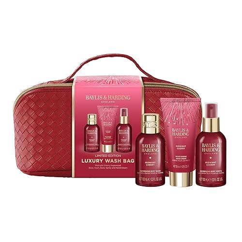 Baylis & Harding Midnight Cherry Luxury Wash Bag Gift Set (Pack of 1) - Vegan Friendly