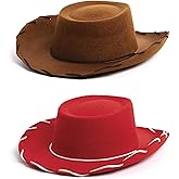 Little Adventures Brown Cowboy and Red Cowgirl Child Costume Hat Bundled Set