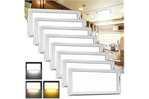 SFNN 8 Pack RV Lights Interior,3 Color RV LED Super Bright Fixture,12V RV Ceiling Dome Light with ON/Off Dimmable Switch Energy Saving Gift Package for RV/Camper/Car/Trailer/Boat
