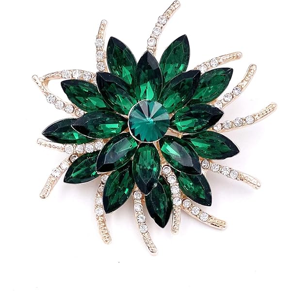 Sunflower Crystal Brooch Pin - Pearl & CZ Flower Lapel Pin With Blue Enamel