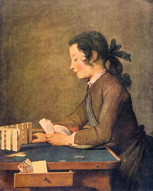 El Museo de salida – castillo de naipes por Jean Chardin – Póster (24 x