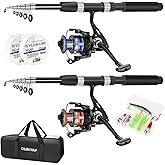 OLOLYAP Fishing Pole Combo Set 6.9ft 2PCS Telescopic Fishing Rod and Reel Combo with Carrier Bag Collapsible Fishing Rod and Reel Kits for Bass Sea Saltwater Freshwater