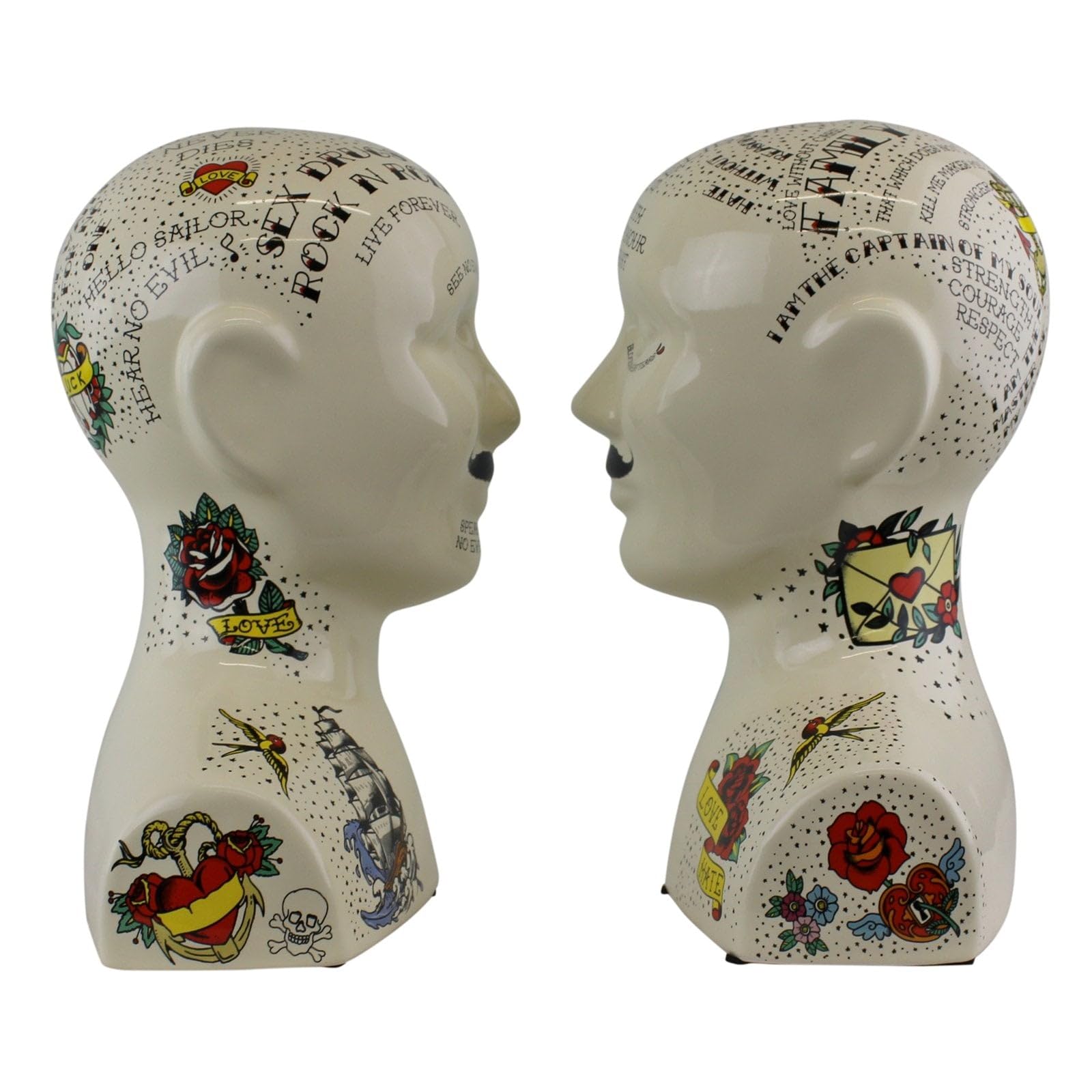 Sifcon International plc Pair of Porcelain Phernology Heard Art Bookends 24cm Book Support