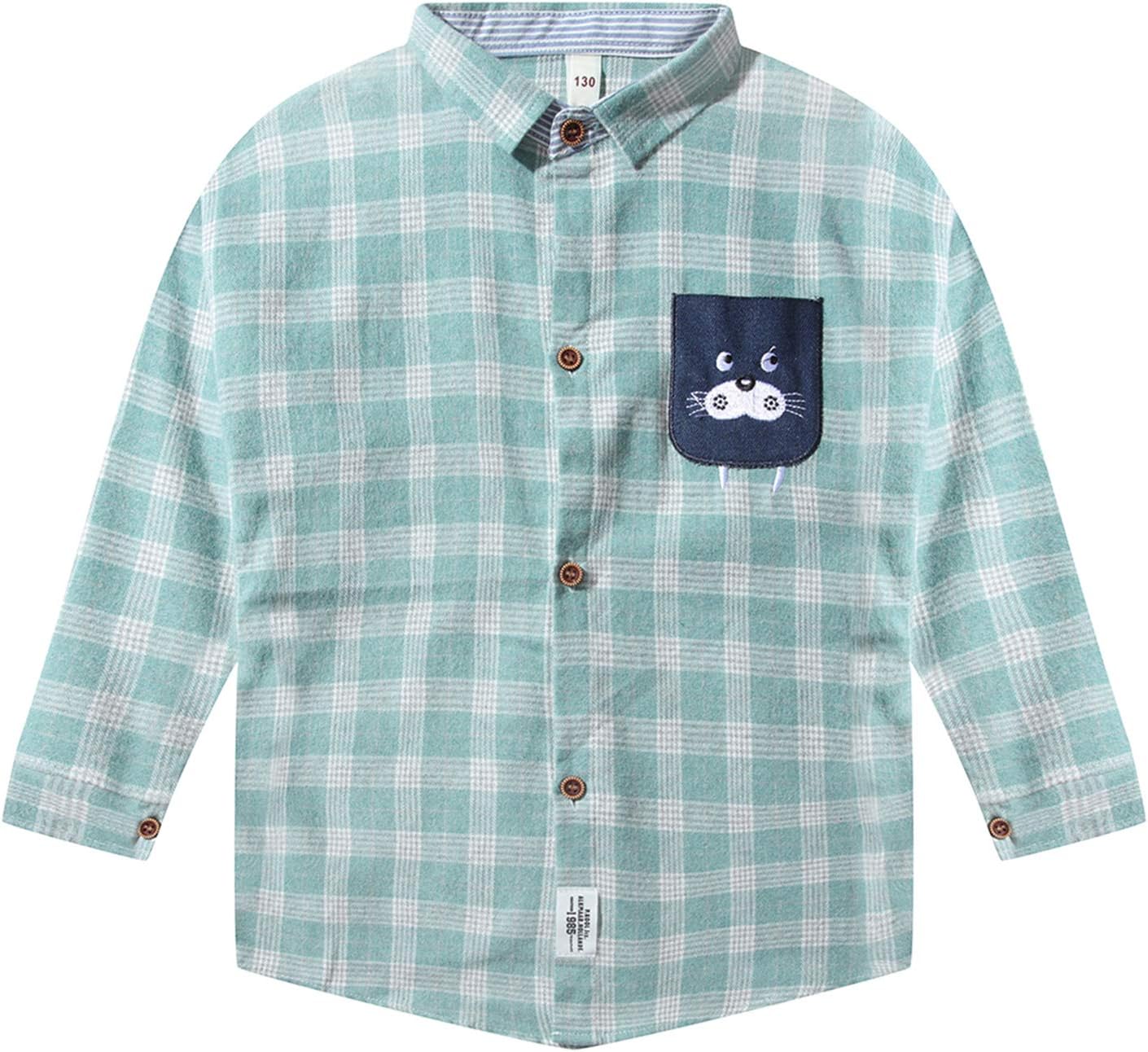 Baby Toddler Boys Plaid Long Sleeve Button Down Shirt (Green, Medium