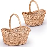 woodluv Storage Baskets Set of 2 Boat Shaped Wicker Natural view 2