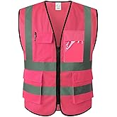 XIAKE Reflective Safety Vest for Men & Women High Visibility Class 2 Vest with Pockets Meets ANSI Standards
