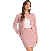 Allegra K 2 Piece Sweater Skirt Set for Women Business Casual Outfit Knit Long Sleeve Short Jacket Skirt Set