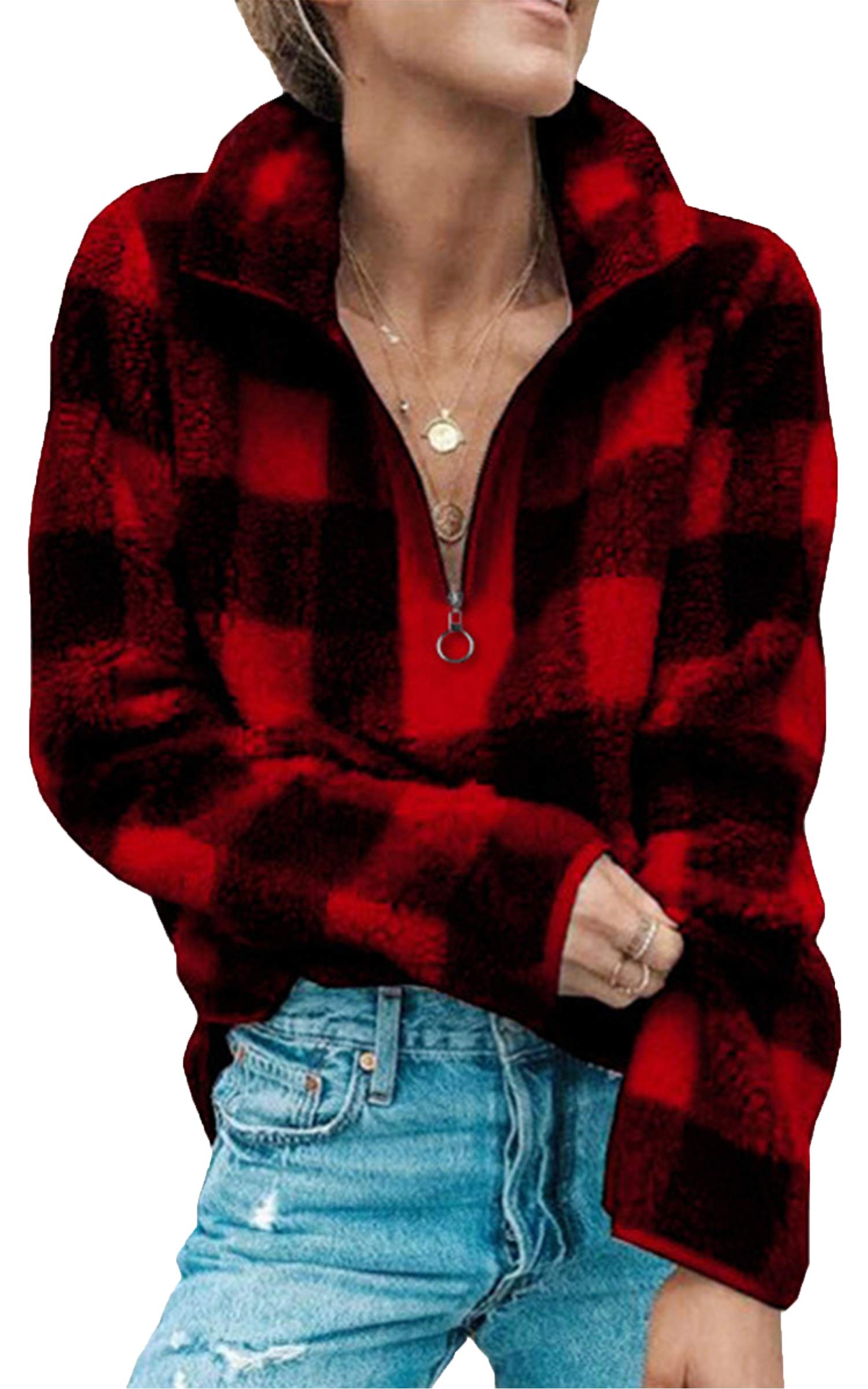 red fluffy hoodie