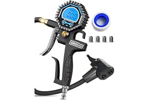 GERCHWAY Presta Valve Adaptor - Digital Bike Tire Gauge & Inflator ±1% Accuracy - 200 PSI
