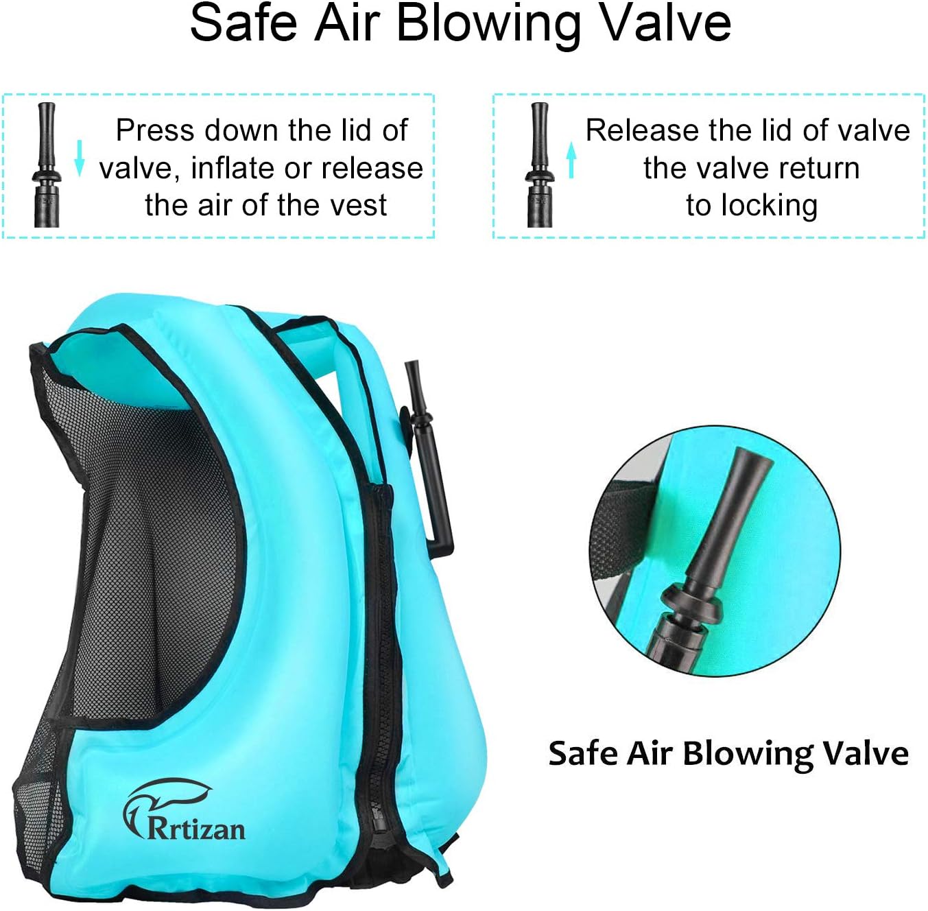 Rrtizan Swim Vest for Adults, Buoyancy Aid Swim Jackets - Portable Inflatable Snorkel Vest for Swimming, Snorkeling, Kayaking, Paddle Boating and Other Low Impact Water Sports Safety: Sports & Outdoors