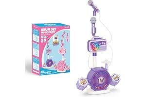HAYXUN Kids Karaoke Microphone with Adjustable Stand – Bluetooth Kids Karaoke Machine with Lights, Voice Changer, & Recording –Microphones for Singing, Christmas & Birthday Gifts for Girls, Boys -Purple