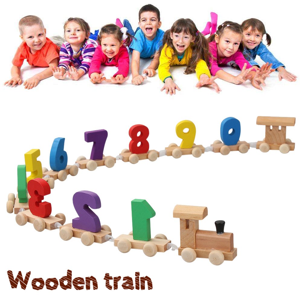 Digital Wooden Train Toys Splicing Combination Game for Kids