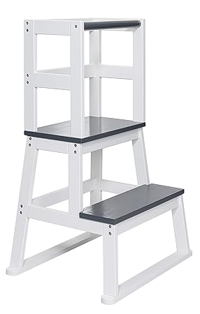 Tritthocker Kinder Holz 2 Stufen - Rutschfester Hocker Bis 200kg Für Küche & Bad