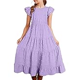 blibean Girls Summer Dress Tween Polka Dots Maxi Pockets Dresses Size 6-16 Years Old