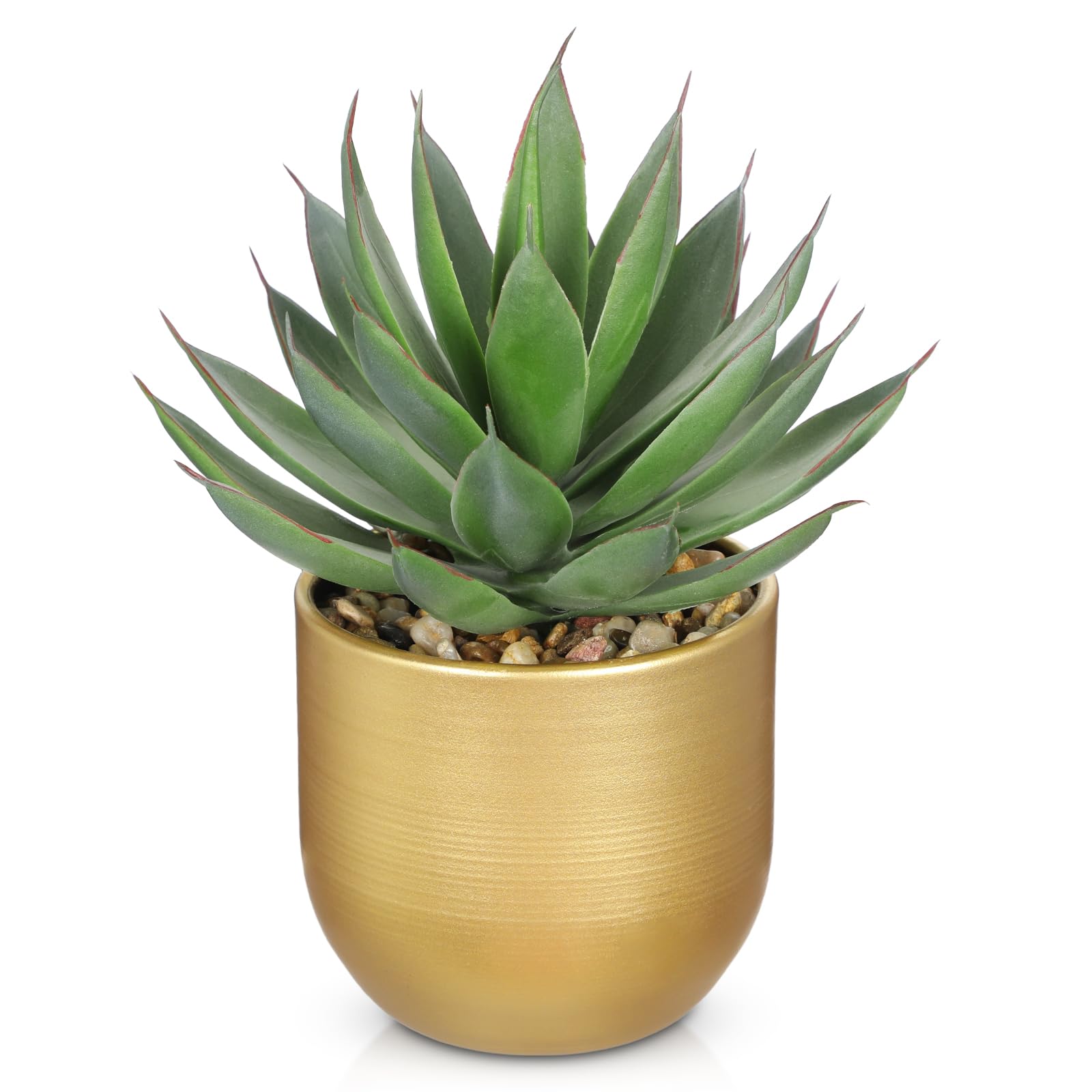 Photo 1 of Briful Succulents Plants Artificial for Home Decor, Realistic Potted Fake Agave Plant, Gold Metal Pot, Cute Aloe Maguey Faux Plant, Shelf Tables Decor, Modern Farmhouse Home Kitchen Decorations