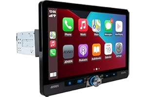 JENSEN J1CA10FL 10.1-inch Certified Apple CarPlay Android Auto Wired or Wireless | Single DIN & Double DIN Touchscreen Car Stereo Radio | Bluetooth | Front & Rear Camera Inputs | USB Playback & Charge