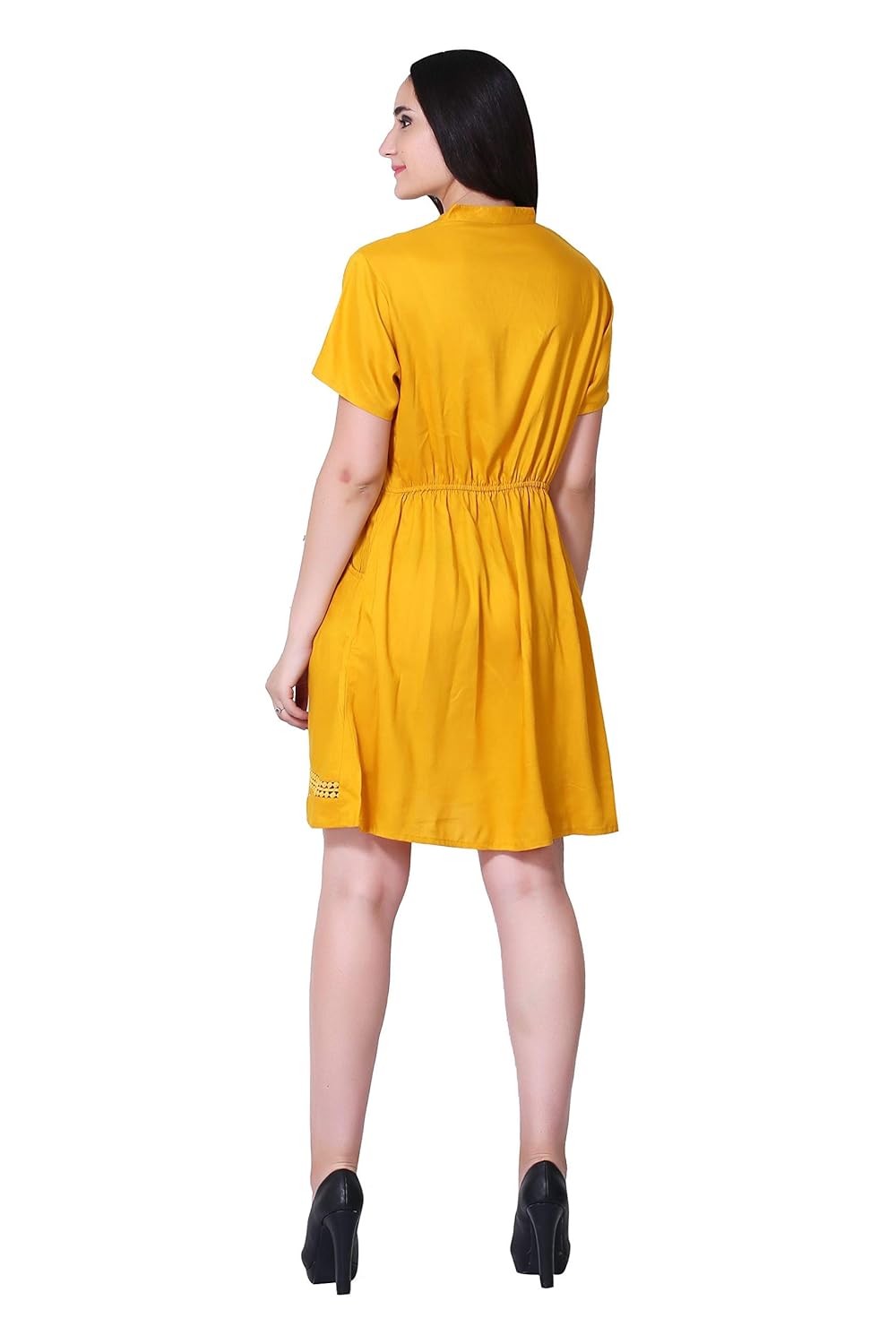 yellow color one piece dress