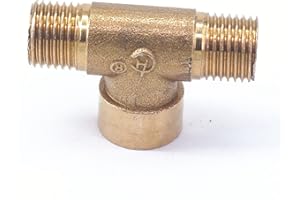 Sorekarain LOT 2 Tee 3 Way Brass Pipe Fitting Connector 1/4" BSP Female x 1/4" BSP Male x 1/4" BSP Male for Water Fuel Gas