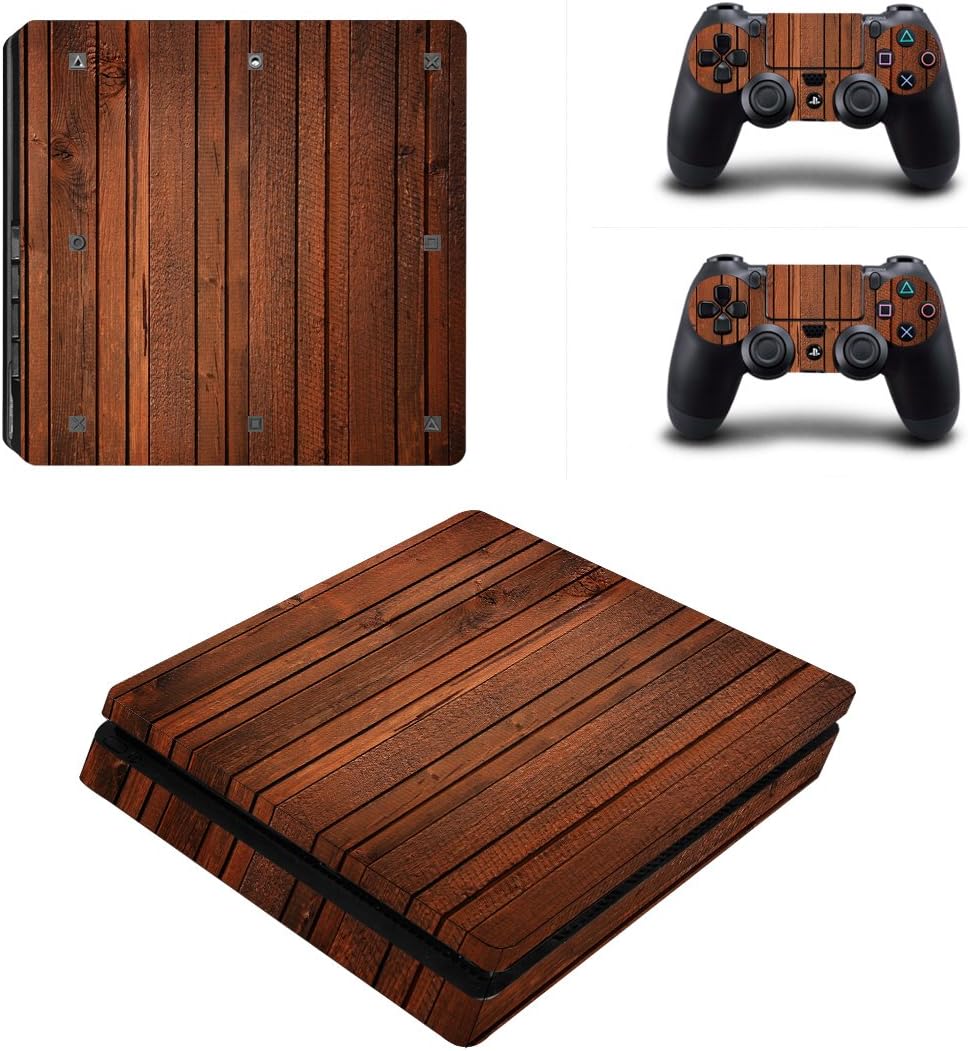 LLC Integral - Wood Style Decal Cover for Sony Playstation 4 Slim PS4 Console Gamepad Pack Sticker + 2 Skins Stickers for dualshock 4 Controller
