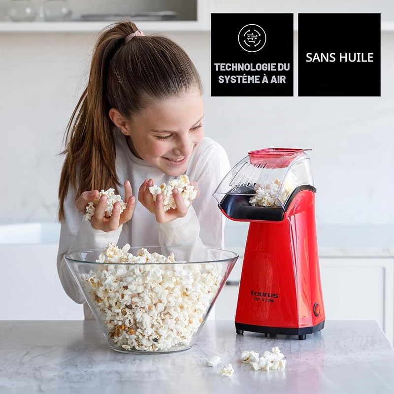 - Machine à pop-corn Pop'N'Cor, 1100W, Sans huile, Air chaud, 3 min