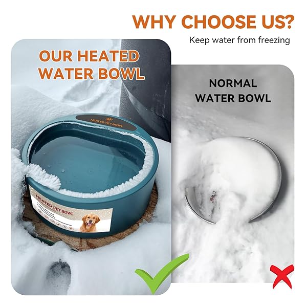 NAMSAN HEATED WATER BOWL FOR OUTDOOR CATS, 2.2L HEATED DOG BOWL, PROVIDES DRINKABLE WATER IN WINTER, HEATED PET DRINKER FOR CHICKENS RABBITS BIRDS BATH, LIVESTOCK THERMAL WATERING TROUGH