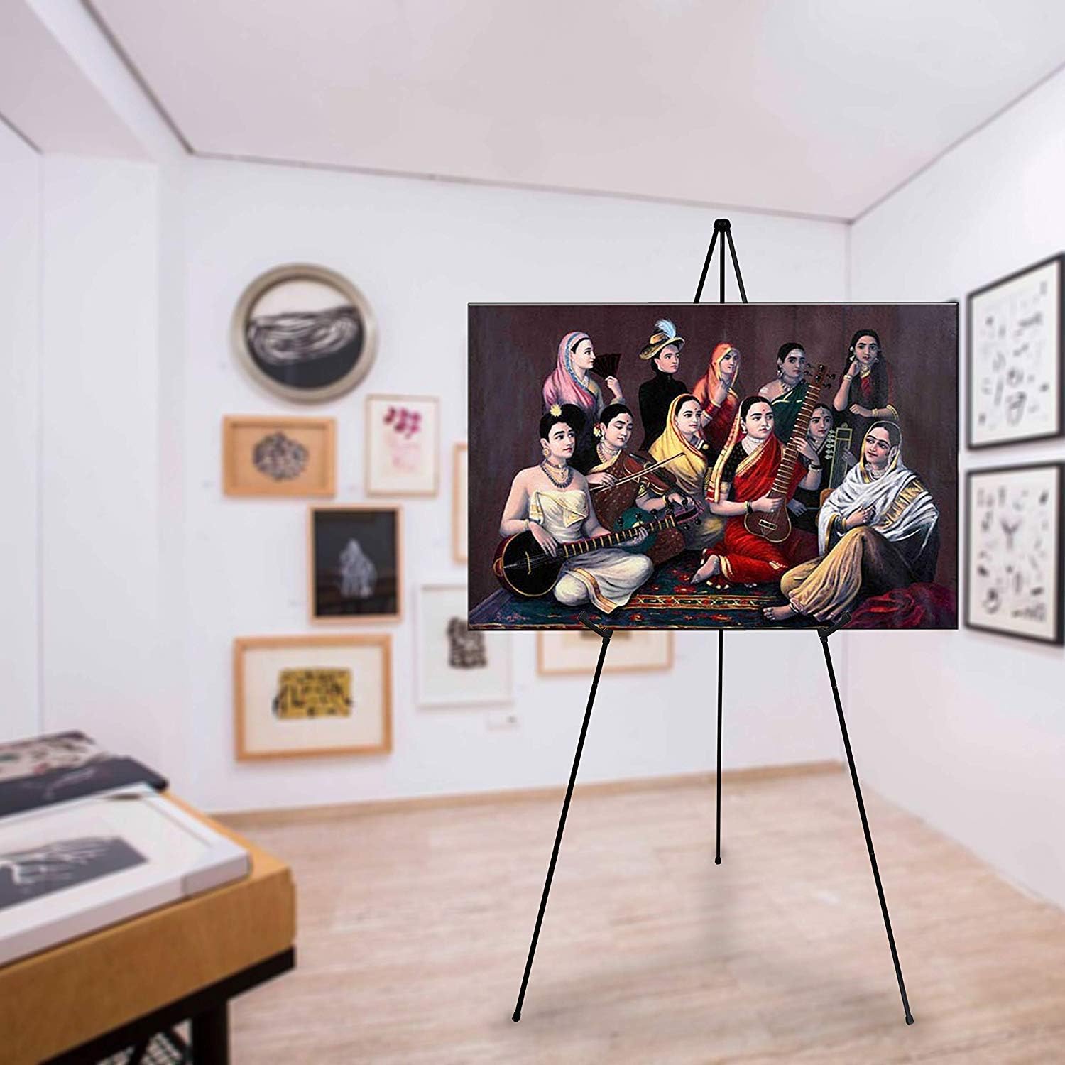 Folding Easel,Portable Tripod,Black Floor Standing Poster Easel