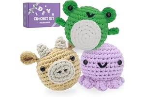 Auoinge Crochet Kit for Beginners Kids, Learn to Crochet Starter Kit with Step-by-Step Video Tutorials, Amigurumi Beginner Cr