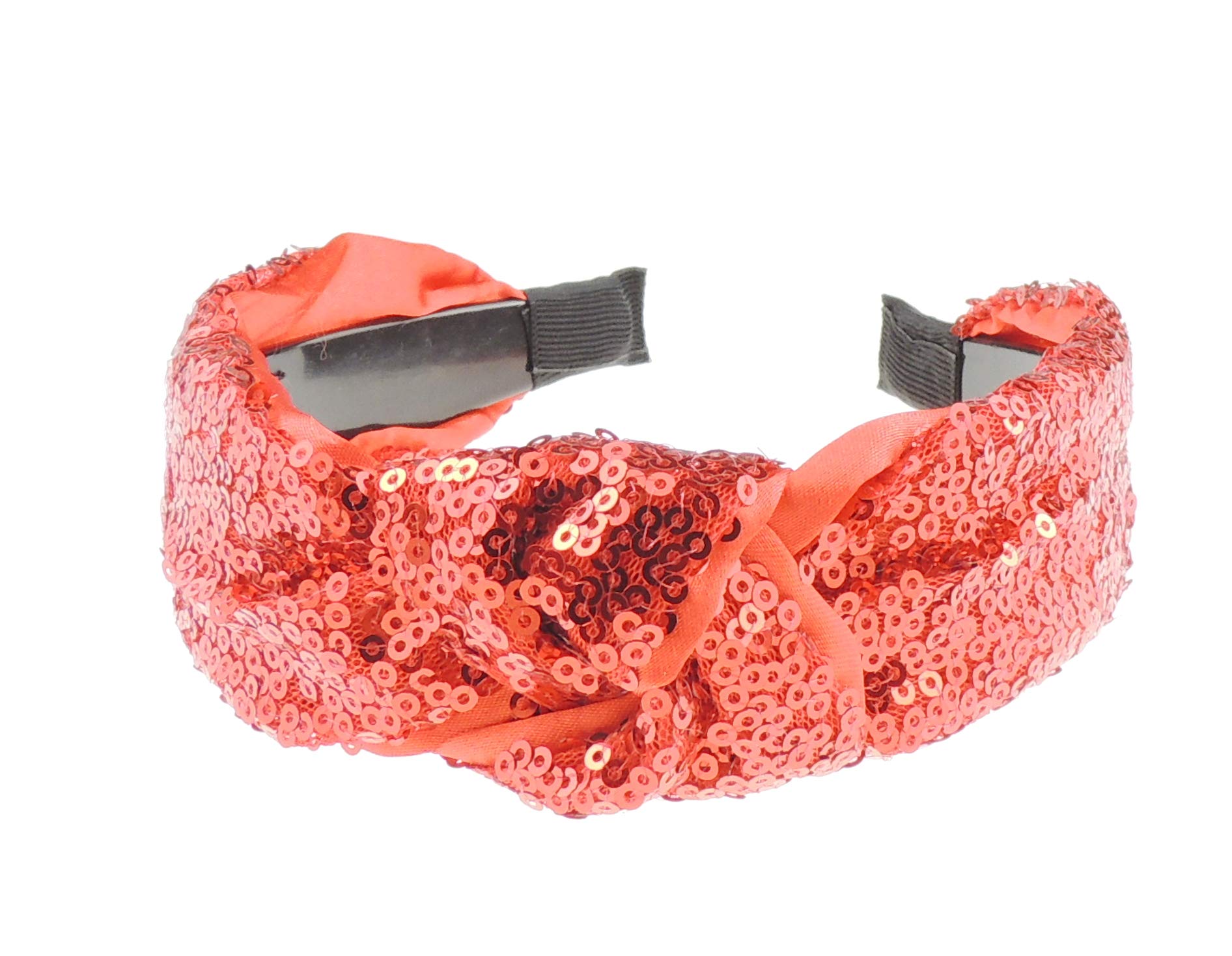 Ladies Sparkly Sequin Covered Evening Party Top Knot Headband Alice Band (Red)