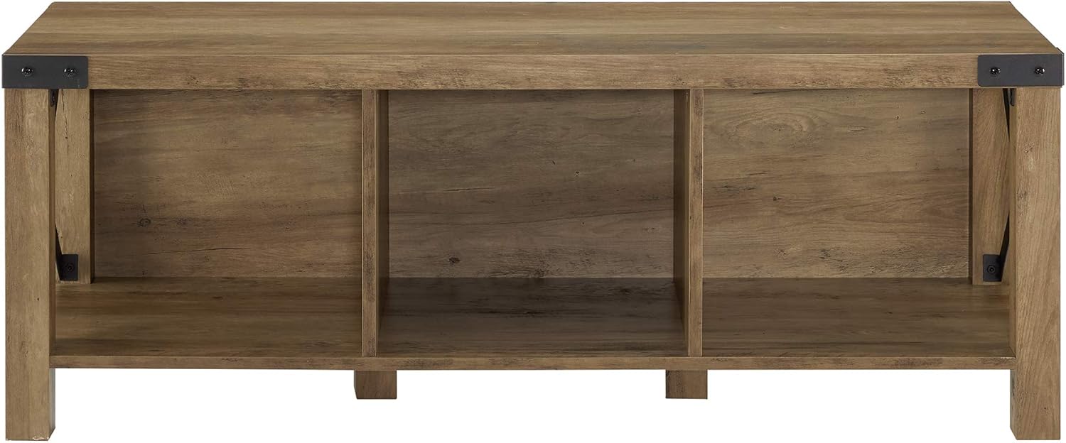 Walker Edison Furniture Company Rustic Modern Farmhouse Wood and Metal Entryway Shoe Storage Bench Hallway Organizer, Reclaimed Barnwood: Kitchen & Dining