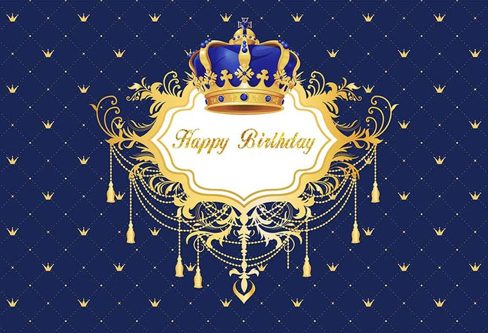 MEHOFOTO Photo Background Blue Little Prince Boy Happy Birthday Royal Celebration Backdrops for Photography 7x5ft - Image 3