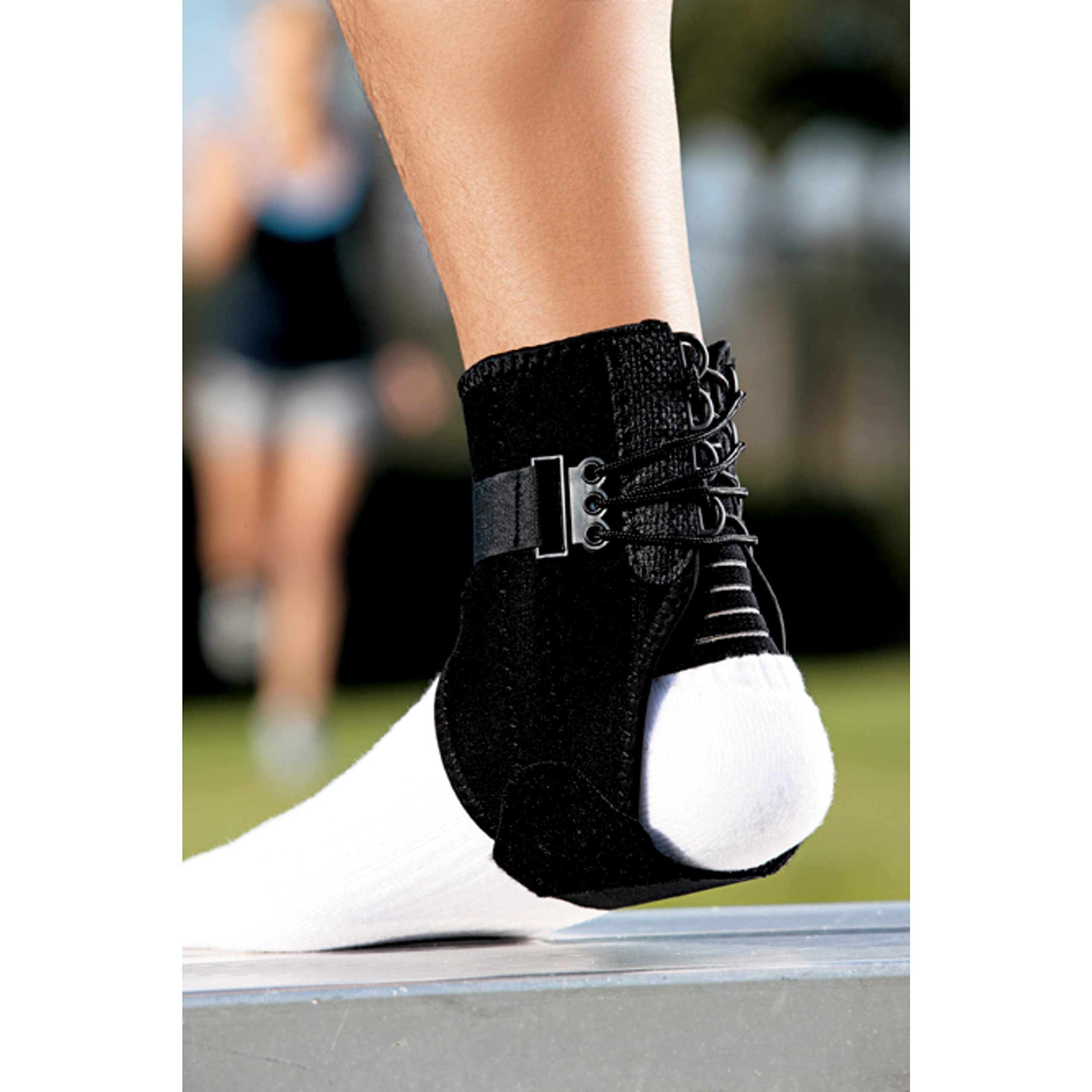 ACE Ankle Brace with Side Stabilizers, Adjustable, Black, 1/Pack