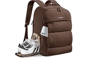 BAGSMART 30L Travel Backpack for Women, Carry on Backpack for Airplanes, Gym Backpack with Shoe Compartment, Lightweight Travel Bag Fits 15.6 Inch, Water-Resistant, Chocolate