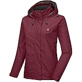 Little Donkey Andy Women’s Waterproof Rain Jacket Lightweight Outdoor Windbreaker Rain Coat Shell for Hiking, Travel Tango Red L