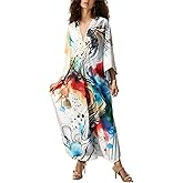 ELSCIRW Women's Caftan Dresses Plus Size Floral Print Beach Swimsuit Cover Up Lightweight Moo Moo Loungewear