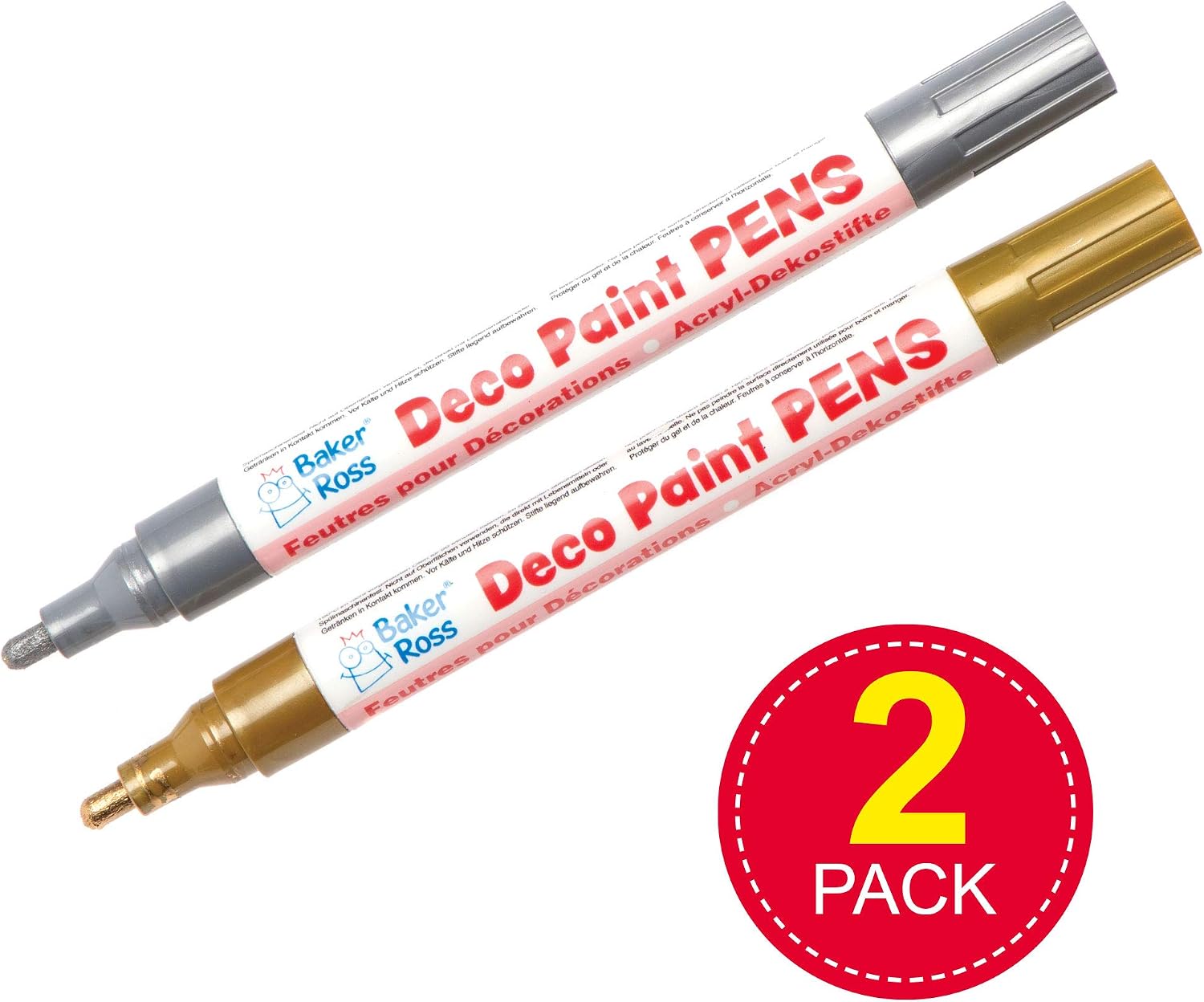 Baker Ross Gold & Silver Deco Pens (Pack of 2) - Arts and Craft for Kids, 1 count (Pack of 2) - Image 3