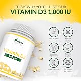 Nu U Nutrition Vitamin D 1000IU 365 Softgels UK Made D3 1 Day 1 Year view 6