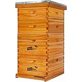 MayBee 10-Frame Langstroth Beehive Dipped in 100% Beeswax, Complete Bee Hives and Supplies Starter Kit Includes 2 Deep Hive Bee Box and 2 Bee Hive Super with Beehive Frames and Foundation