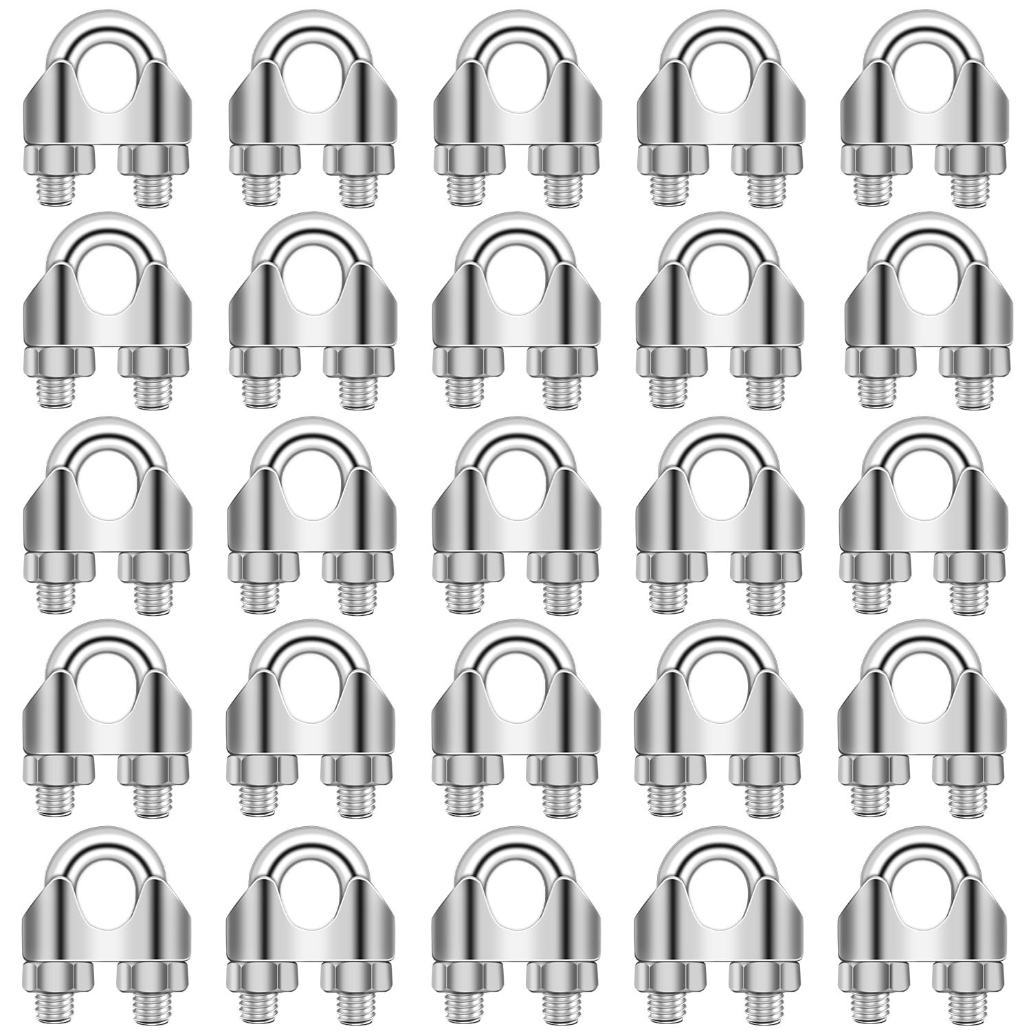 Photo 1 of 1/16 Inch M2 Cable Clamps, Wire Rope Clamp, 304 Stainless Steel Wire Rope Cable Clip Clamp, U Bolt Saddle Fastener, 25 PCS