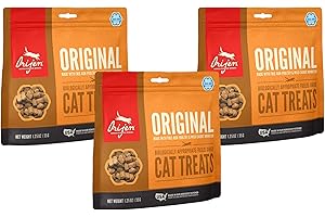 ORIJEN 3 Pack of Original Cat Treats, 1.25 Ounces Each, Freeze-Dried, Grain-Free, Made in The USA