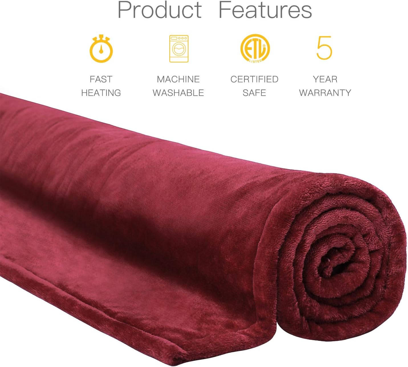 WAPANEUS Electric Heated Blanket with 3 Heating Levels and Auto Shut Off,Soft Plush Heated Sherpa Throw Blanket with Fast-Heating and Machine Washable Fabrics For Couch or Bed Use 50" x 60": Home & Kitchen
