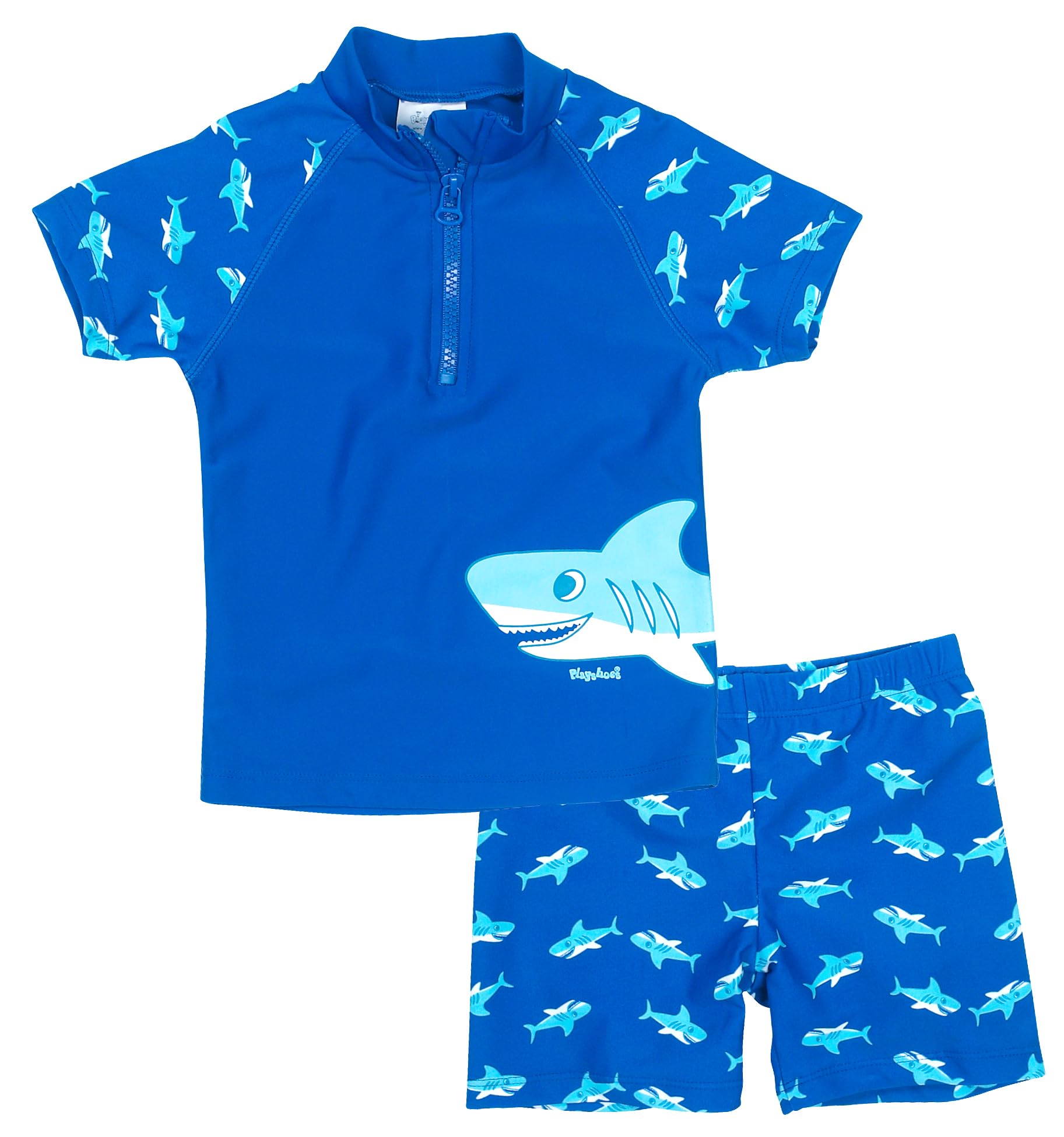 Playshoes Sun Protection 2 Piece Shark Boy's Swim Shorts, Blue, 6-12 Months (Manufacturer Size:74/80)