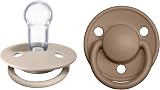 BIBS De Lux Dummy 0+ Months 2-Pack Round Teat Vanilla/Dark Oak