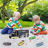 m zimoon Car Transporter Truck Toy Set with 6 Cars & 8 Road Accessories view 2