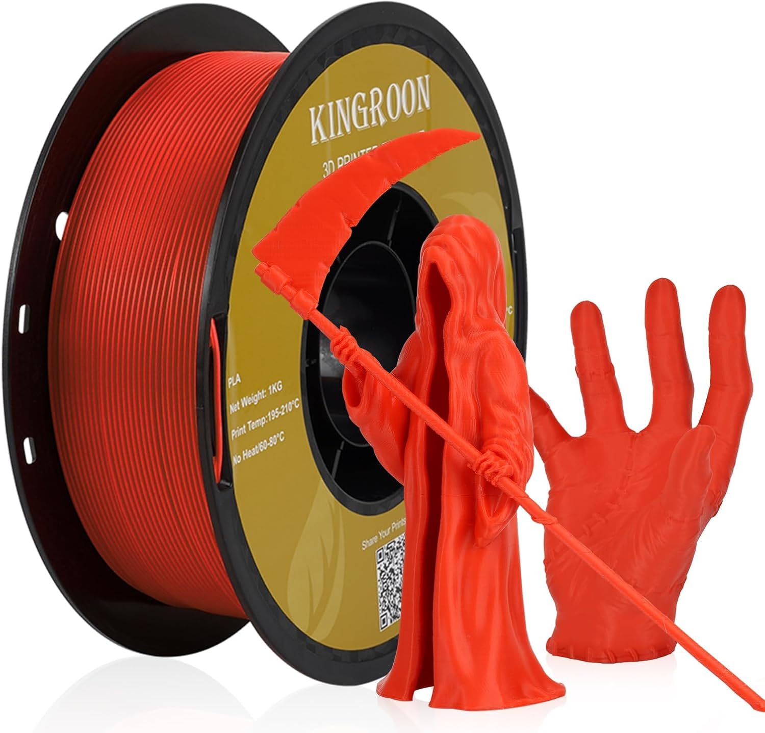 Kingroon PLA Filament 1.75mm for 3D Printer, Filament 3D Printing Materials, 1KG 3D Filament Dimensional Accuracy +/- 0.03 mm,3D Printer Filament PLA with Spool Wound Neatly, Red