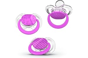 Smilo Baby Pacifier with Orthodontic Design for Healthy Dental Development - Stage 2 for Babies 3-9 Months - Pack of 3X 100% Silicone Pacifiers BPA Free - Plum Purple