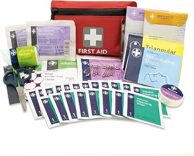 Lewis-Plast Premium 92 Piece First Aid Kit Red Small Travel Car Home