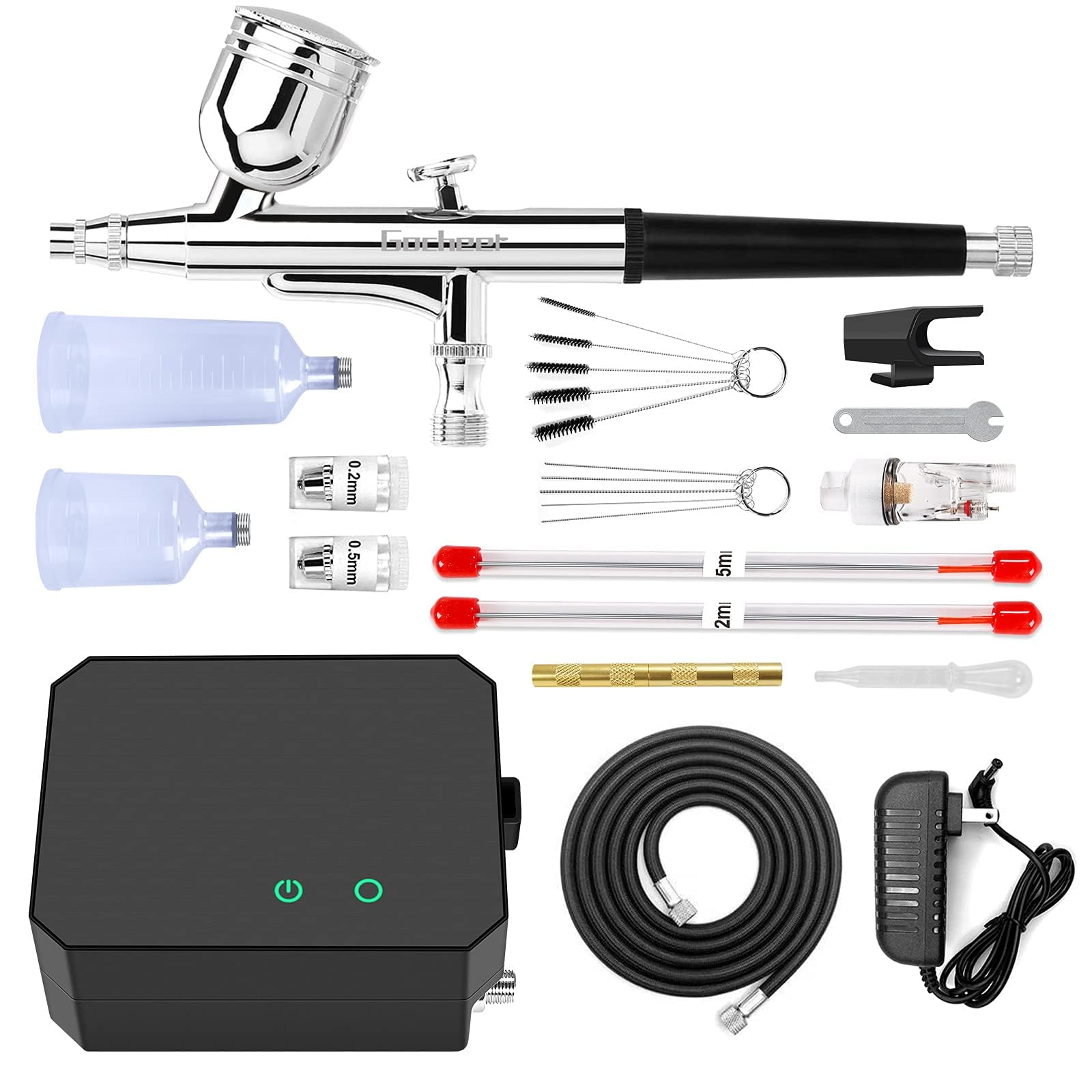 thumbnail image 2 of MDBT Airbrush Kit With Compressor – 25 PSI, Dual-Action Gun, For Nails, Cakes, Makeup & Art (Ack-bt19) 2 of 4